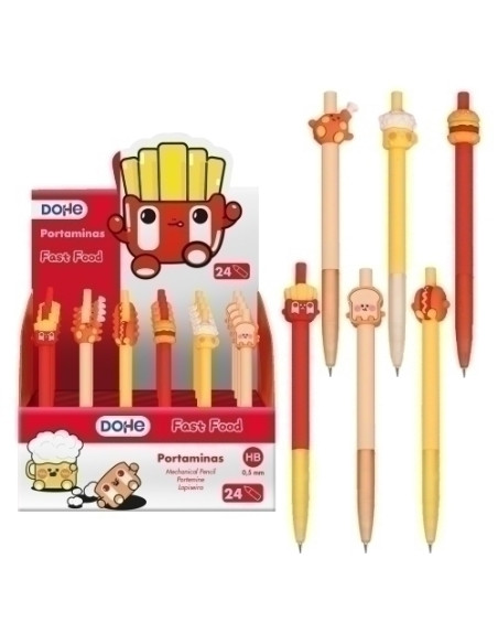 PORTAMINAS DOHE FAST FOOD 05 mm SURTIDO EXPOSITOR DE 24 6 mod