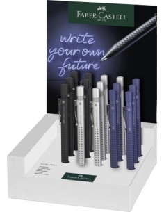 PORTAMINAS FABER-CASTELL GRIP 2011 07mm EXPOSITOR de 15 5 plateado - 5 azul met- 5 negro mate