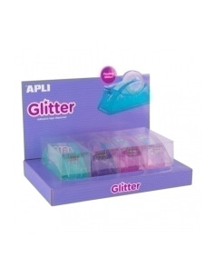 PORTARROLLOS APLI GLITTER para cinta 19x33 SURTIDO EXPOSITOR DE 4