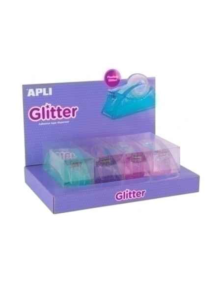 PORTARROLLOS APLI GLITTER para cinta 19x33 SURTIDO EXPOSITOR DE 4
