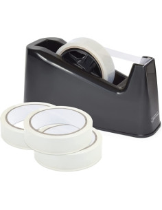 PORTARROLLOS RAPESCO ANTIBACTERIANO 3366 MT NEGRO  incluye 4 cintas