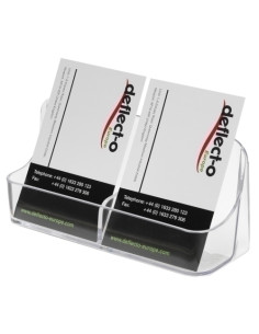 PORTATARJETAS SOBREMESA DEFLECT-O 2 COMPARTIMENTOS VERTICAL CRISTAL