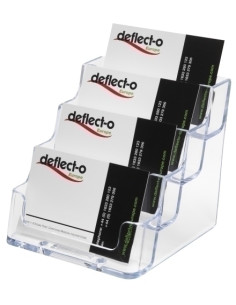 PORTATARJETAS SOBREMESA DEFLECT-O 4 COMPARTIMENTOS HORIZONTAL CRISTAL