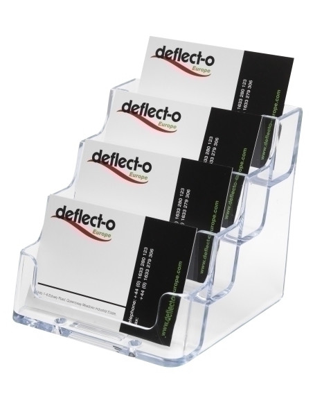 PORTATARJETAS SOBREMESA DEFLECT-O 4 COMPARTIMENTOS HORIZONTAL CRISTAL