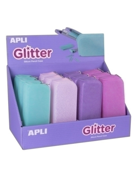 PORTATODO APLI NORDIK GLITTER SILICONA EXPOSITOR de 12