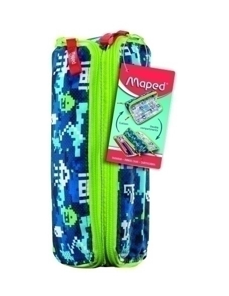 PORTATODO MAPED XXL DOBLE FANCY FLOWER BLUE