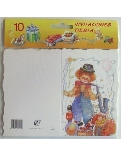 POSTALES INVITACION A FIESTA BOLSA DE 10 TROQUELADAS
