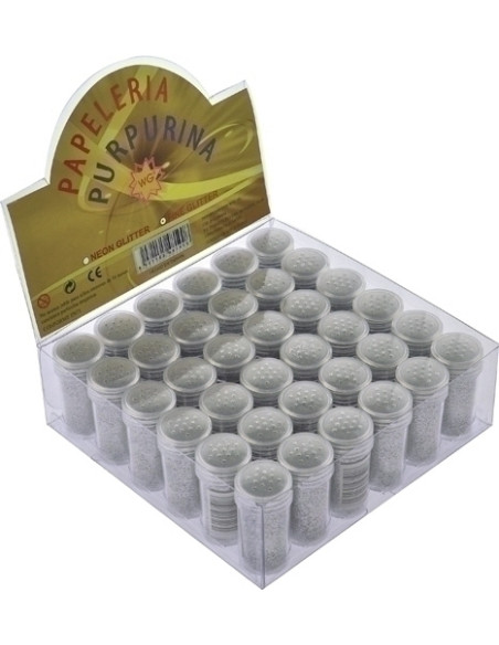 PURPURINA ABACO bote  PLATA EXPOSITOR de 36