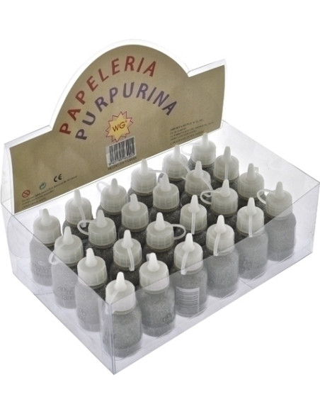 PURPURINA ABACO COLA bote PLATA EXPOSITOR de 24