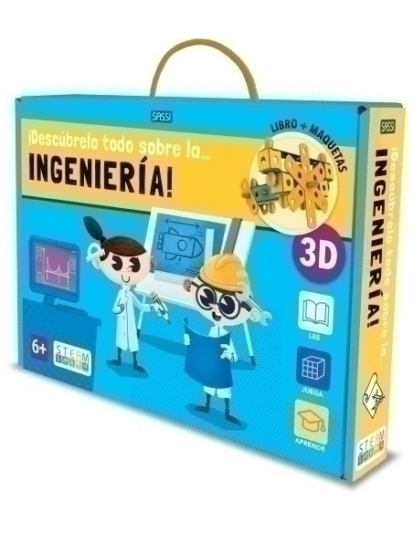 PUZLE 3D Y LIBRO SASSI MANOLITO BOOKS DESCUBRELO TODO SOBRE LA INGENIERIA 92 PIEZAS 6 años