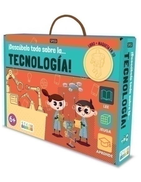 PUZLE 3D Y LIBRO SASSI MANOLITO BOOKS DESCUBRELO TODO SOBRE LA TECNOLOGIA 75 PIEZAS 6 años