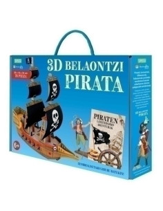 PUZLE 3D Y LIBRO SASSI MANOLITO BOOKS PIRATA ONTZIA 3D - EUSKERA 76 PIEZAS 6 años