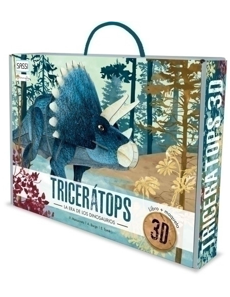 PUZLE 3D Y LIBRO SASSI MANOLITO BOOKS TRICERATOPS 3D 39 PIEZAS 6 años