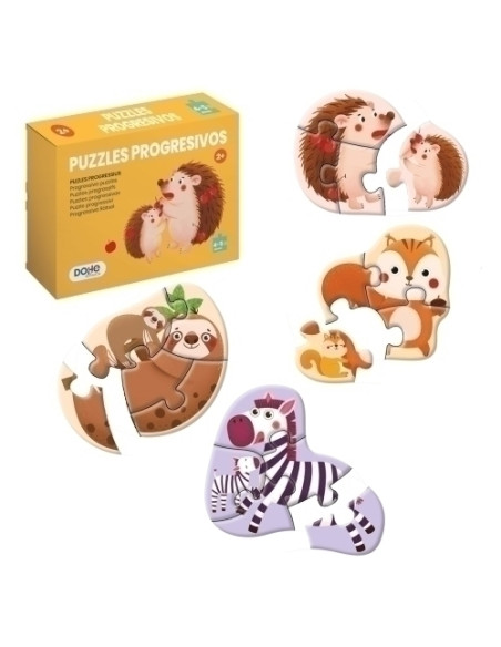 PUZLE DOHE EDUCA PROGRESIVO 4-5 piezas ANIMALES   2AÑOS