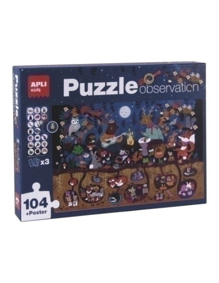 PUZLE EDUCATIVO APLI KIDS 104 PIEZAS OBSERVACION BOSQUE 5 años