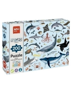 PUZLE EDUCATIVO APLI KIDS 200 PIEZAS ANIMALES MARINOS AMENAZADOS 6 años
