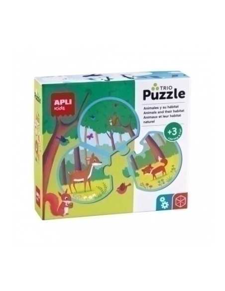 PUZLE EDUCATIVO APLI KIDS 24 PIEZAS ASOCIACION TRIO ANIMALES Y SU HABITAT 3 años
