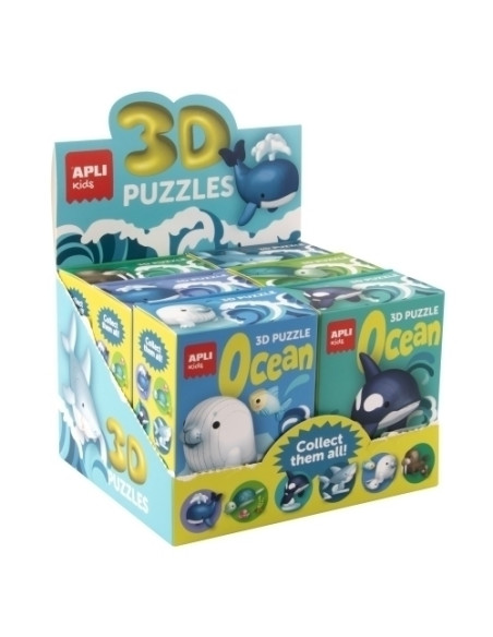 PUZLE EDUCATIVO APLI KIDS 3D ANIMALES DEL OCEANO SURTIDO EXPOSITOR de 6 6 años