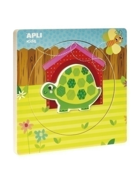 PUZLE EDUCATIVO APLI KIDS 5 PIEZAS BLOQUES MADERA CAPAS TORTUGA