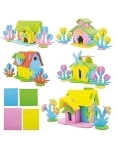 PUZLE EDUCATIVO IBERPLAS GOMA EVA SURTIDOS CASAS PACK DE 5