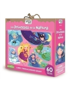 PUZLE GIGANTE Y LIBRO SASSI MANOLITO BOOKS LES PRINCESES DE LA NATURA - CATALAN 60 PIEZAS 5 años