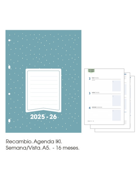 RECAMBIO AGENDA ANUAL 2025-26 SENFORT CATALAN 16 MESES IKI 155x210 SV