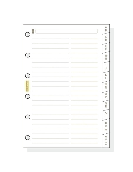RECAMBIO AGENDA FINOCAM C275 CLASSIC 602 73x114 INDICE CARTULINA A-Z 12 PEST