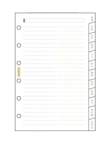RECAMBIO AGENDA FINOCAM C375 CLASSIC 603 79x127 INDICE CARTULINA A-Z 12 PEST