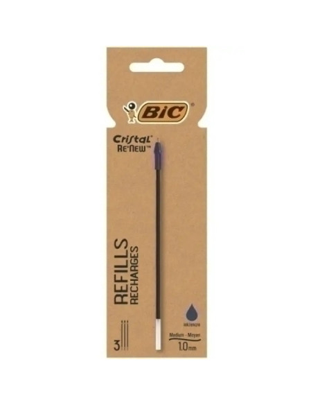 RECAMBIO BIC BOLIGRAFO RENEW AZUL PACK DE 3