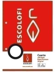 RECAMBIO ESCOLOFI A4 100h 70gr 2 TALADROS MILIMETRADO 3x3x9