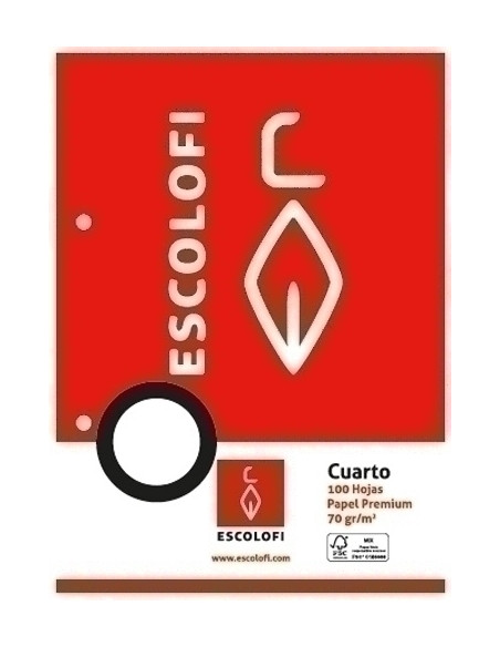 RECAMBIO ESCOLOFI A4 100h 70gr 2 TALADROS MILIMETRADO 3x3x9