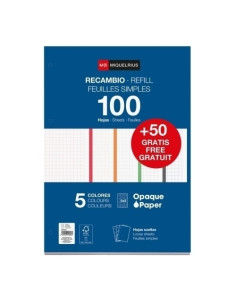 RECAMBIO MIQUELRIUS NOTEBOOK 1 A4 10050h 90gr 4 TALADROS CUADRIC5x5 INTENSOS