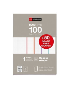 RECAMBIO MIQUELRIUS NOTEBOOK 1 A4 10050h 90gr ENCOLADO 4 TALADROS CUADRIC5x5 GRIS