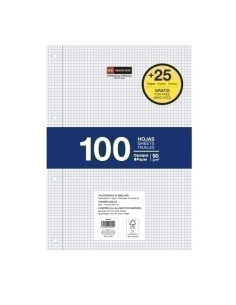 RECAMBIO MIQUELRIUS NOTEBOOK 1 A4 125h 10025 90gr 4 TALADROS CUADRIC4x4 CMARGEN AZUL