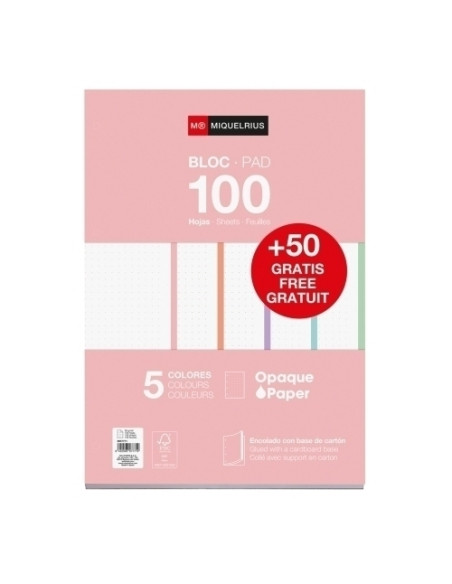 RECAMBIO MIQUELRIUS NOTEBOOK 5 A4 10050h 90gr ENCOLADO 4 TALADROS DOTS PASTEL