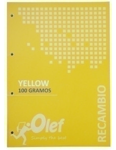 RECAMBIO OLEF A4 80h 100gr 4 TALADROS CUADRIC5x5 AMARILLO