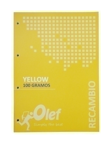 RECAMBIO OLEF A4 80h 100gr 4 TALADROS CUADRIC5x5 AMARILLO