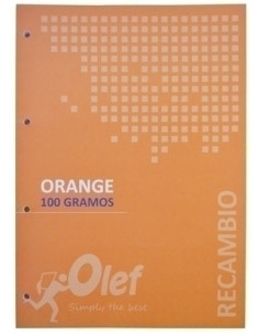 RECAMBIO OLEF A4 80h 100gr 4 TALADROS CUADRIC5x5 NARANJA