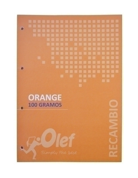 RECAMBIO OLEF A4 80h 100gr 4 TALADROS CUADRIC5x5 NARANJA