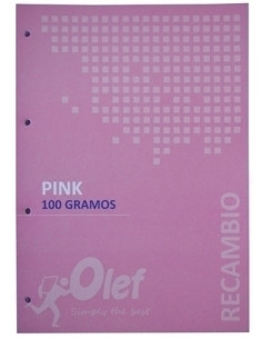 RECAMBIO OLEF A4 80h 100gr 4 TALADROS CUADRIC5x5 ROSA