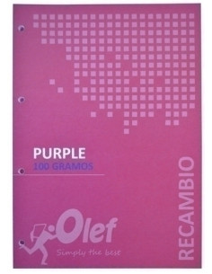 RECAMBIO OLEF A4 80h 100gr 4 TALADROS CUADRIC5x5 VIOLETA
