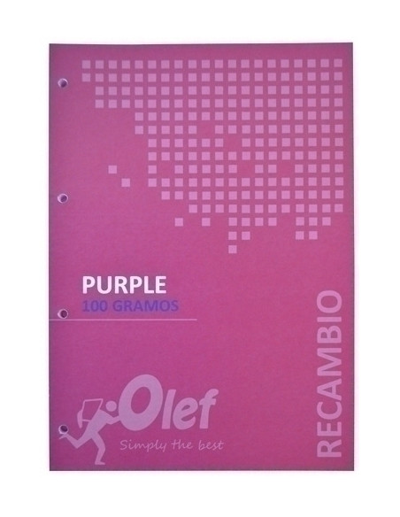 RECAMBIO OLEF A4 80h 100gr 4 TALADROS CUADRIC5x5 VIOLETA