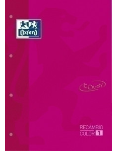 RECAMBIO OXFORD SCHOOL COLOR 1 TOUCH ENCOLADO A4 80h 90gr 4 TALADROS CUADRIC5x5 FUCSIA 1 color de recuadro