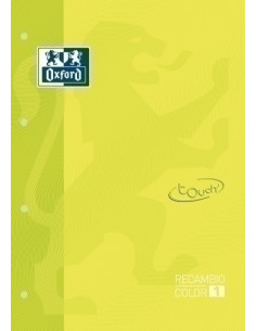 RECAMBIO OXFORD SCHOOL COLOR 1 TOUCH ENCOLADO A4 80h 90gr 4 TALADROS CUADRIC5x5 LIMA 1 color de recuadro