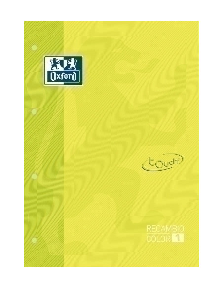 RECAMBIO OXFORD SCHOOL COLOR 1 TOUCH ENCOLADO A4 80h 90gr 4 TALADROS CUADRIC5x5 LIMA 1 color de recuadro
