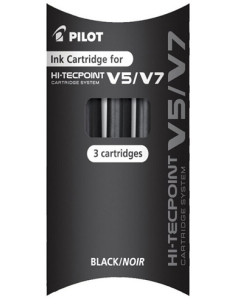 RECAMBIO PILOT ROLLER V-5 RECARGABLE NEGRO BLISTER DE 3