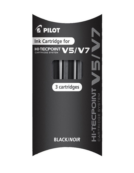 RECAMBIO PILOT ROLLER V-5 RECARGABLE NEGRO BLISTER DE 3