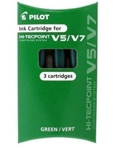 RECAMBIO PILOT ROLLER V-5 RECARGABLE VERDE BLISTER DE 3