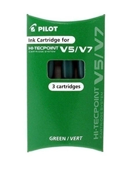 RECAMBIO PILOT ROLLER V-5 RECARGABLE VERDE BLISTER DE 3