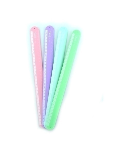 REGLA BLUSH SILICONA 30cm ENROLLABLE COLORES SURTIDO BOLSA DE 12